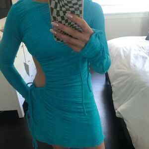 Superdown NWT turquoise blue cut out mini dress